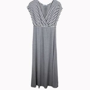 Torch Black and White Striped Maxi Dress